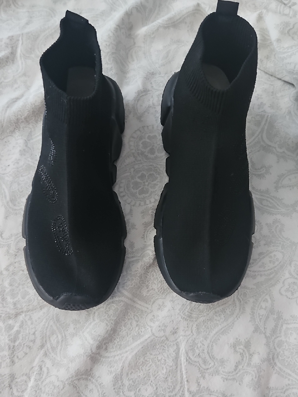 Slipper Boots With Rhinstone Glitter On The Side